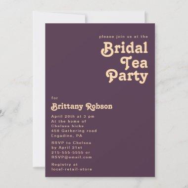 Modern Retro | Dark Purple Bridal Tea Party Invitations