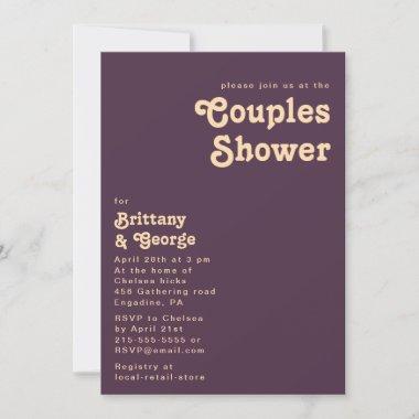 Modern Retro | Dark Purple Couples Shower Invitations