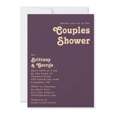 Modern Retro | Dark Purple Couples Shower Invitations