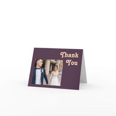 Modern Retro | Dark Purple Folded Photo Thank You