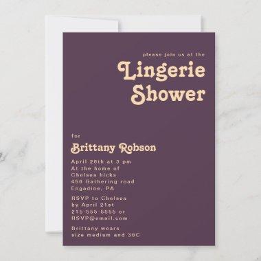 Modern Retro | Dark Purple Lingerie Shower Invitations