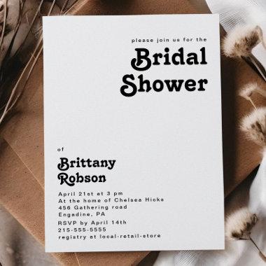 Modern Retro Lettering Bridal Shower Invitations