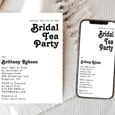 Modern Retro Lettering Bridal Tea Party Invitations