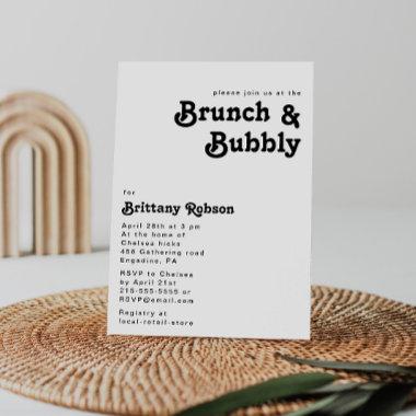 Modern Retro Lettering Brunch and Bubbly Invitations