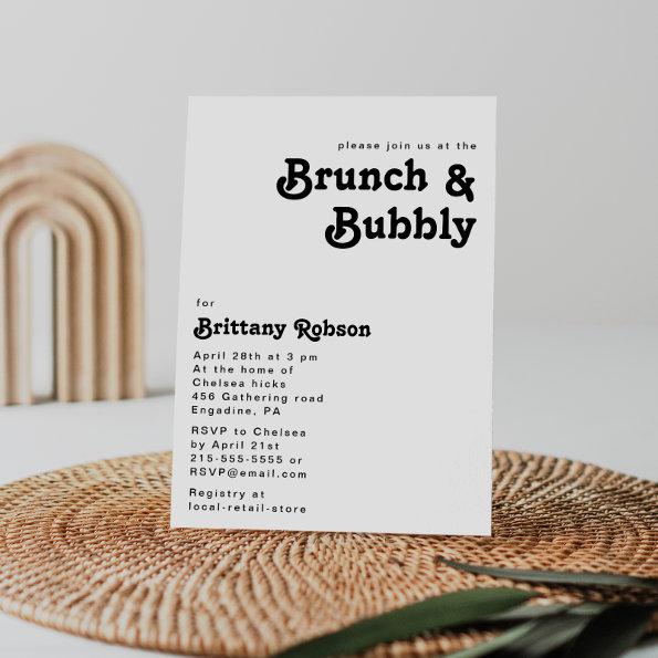 Modern Retro Lettering Brunch and Bubbly Invitations