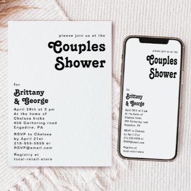 Modern Retro Lettering Couples Shower Invitations