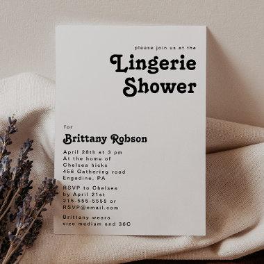 Modern Retro Lettering Lingerie Shower Invitations