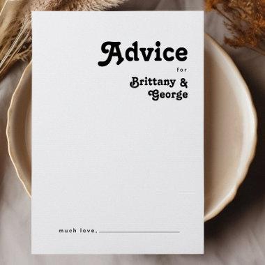 Modern Retro Lettering Wedding Advice Card