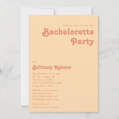 Modern Retro | Orange Cream Bachelorette Party Invitations