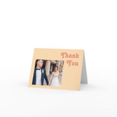 Modern Retro | Orange Cream Folded Photo Thank You Invitations