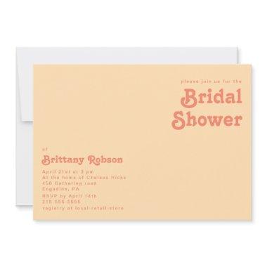 Modern Retro Orange Cream horizontal Bridal Shower Invitations