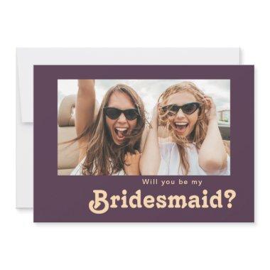 Modern Retro Purple Photo Bridesmaid Proposal