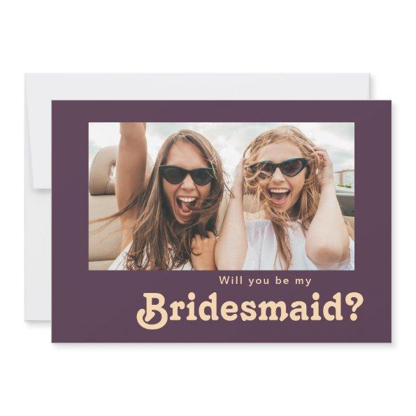 Modern Retro Purple Photo Bridesmaid Proposal