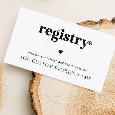 Modern Retro Script Heart Minimalist Gift Registry Enclosure
