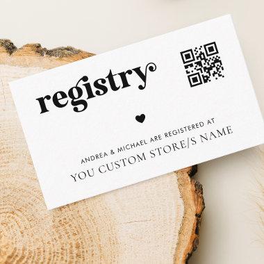 Modern Retro Script Heart QR Code Gift Registry Enclosure