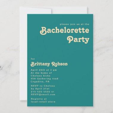 Modern Retro | Teal Bachelorette Party Invitations