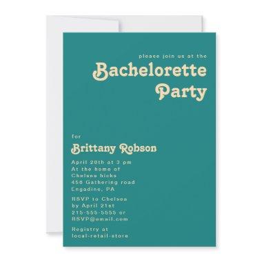 Modern Retro | Teal Bachelorette Party Invitations