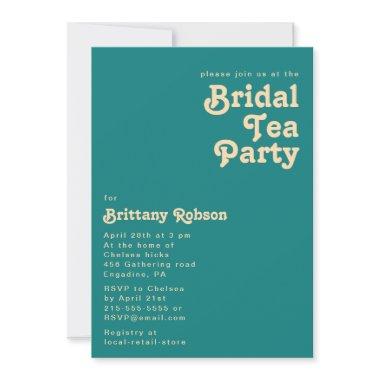 Modern Retro | Teal Bridal Tea Party Invitations