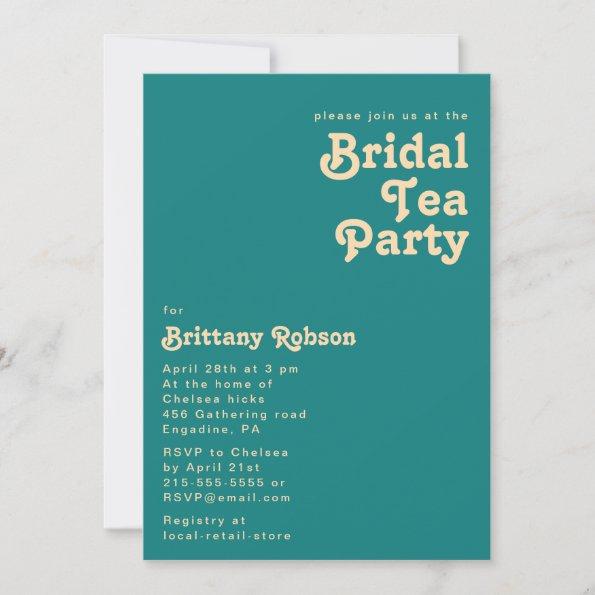 Modern Retro | Teal Bridal Tea Party Invitations