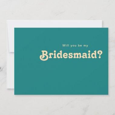 Modern Retro | Teal Bridesmaid Proposal Invitations