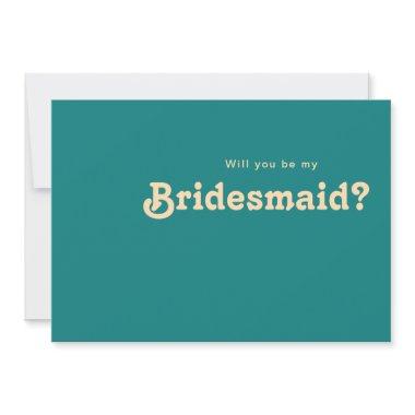 Modern Retro | Teal Bridesmaid Proposal Invitations