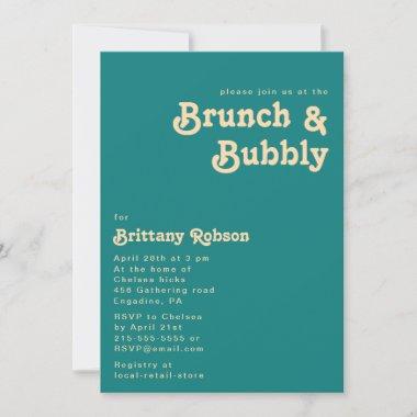 Modern Retro | Teal Brunch and Bubbly Invitations