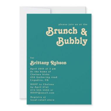 Modern Retro | Teal Brunch and Bubbly Invitations