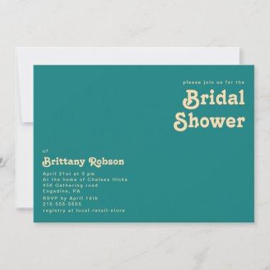 Modern Retro | Teal Horizontal Bridal Shower Invitations
