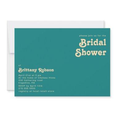 Modern Retro | Teal Horizontal Bridal Shower Invitations