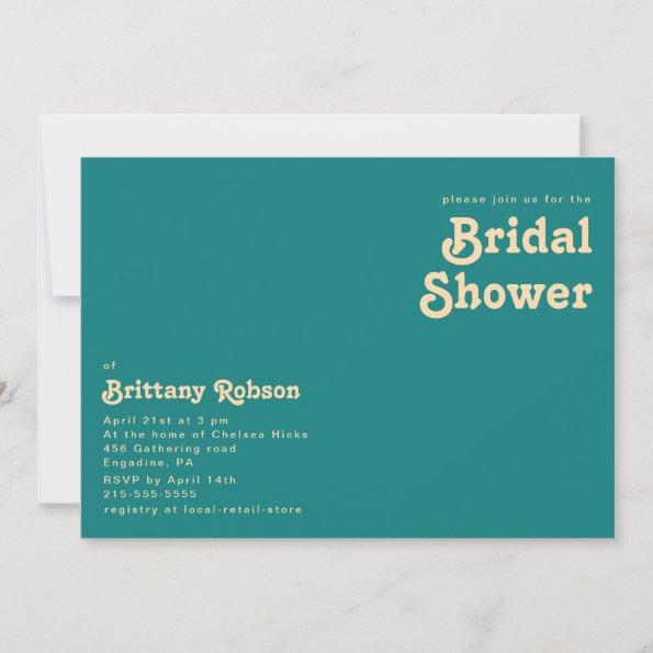 Modern Retro | Teal Horizontal Bridal Shower Invitations