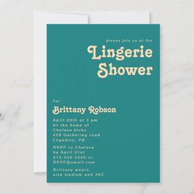 Modern Retro | Teal Lingerie Shower Invitations