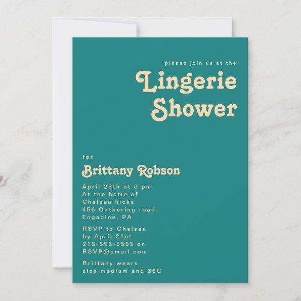 Modern Retro | Teal Lingerie Shower Invitations