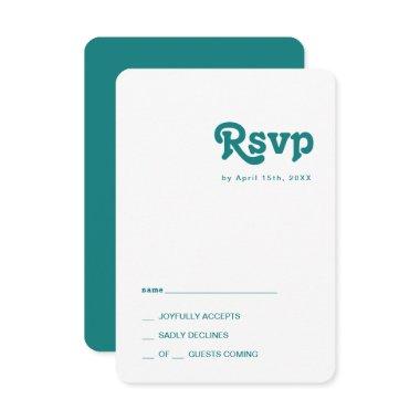 Modern Retro | Teal Rounded Edges RSVP Card