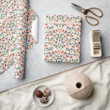 Modern Romantic Elegant Floral Wreath Wedding Wrapping Paper