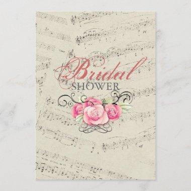 Modern Romantic Music notes bridal shower Invitations