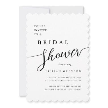 Modern Romantic Script White Scallop