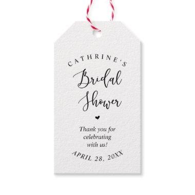 Modern Romantic, Simple Black , Bridal Shower Gift Tags