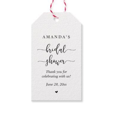 Modern Romantic, Simple Black , Bridal Shower Gift Tags