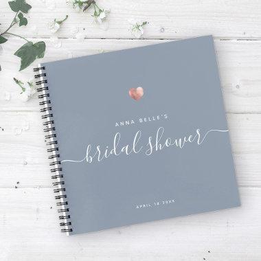 Modern Rose Gold Blue Script  Guest Notebook