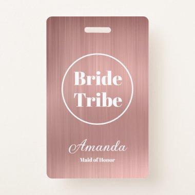 Modern Rose Gold Bride Tribe Bachelorette Badge