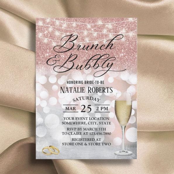 Modern Rose Gold Brunch & Bubbly Bridal Shower Invitations