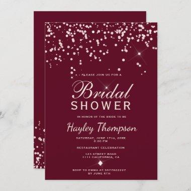 Modern rose gold confetti glitter bridal shower Invitations