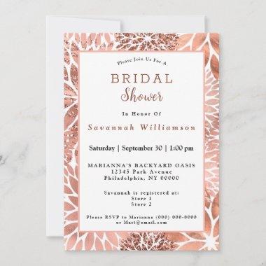Modern Rose Gold Dahlia Floral Bridal Shower Invitations