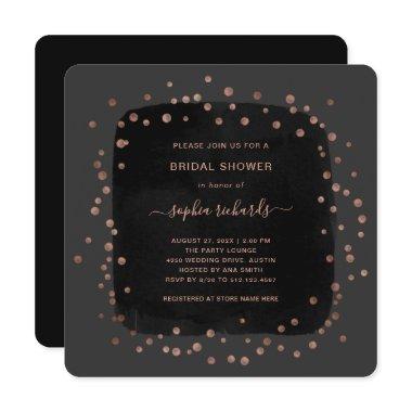 Modern Rose Gold Dots on Black |