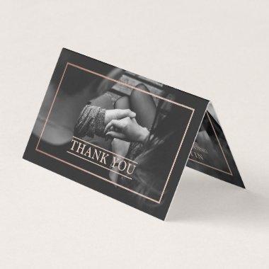 Modern Rose Gold Foil Photo Thank You Invitations