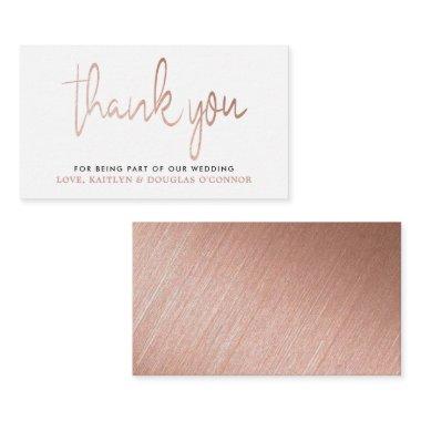 Modern Rose Gold Foil Script Wedding Thank You Enclosure