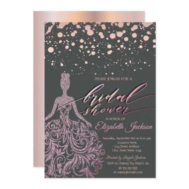 Modern Rose Gold Glitter Dress Dots