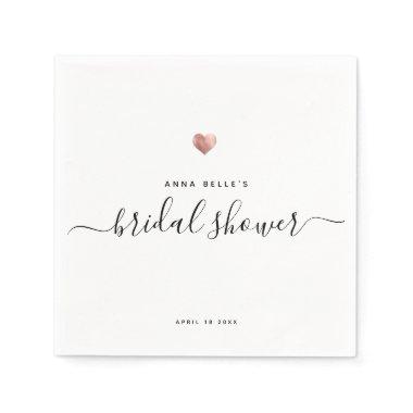 Modern Rose Gold Heart Chic Script  Napkins