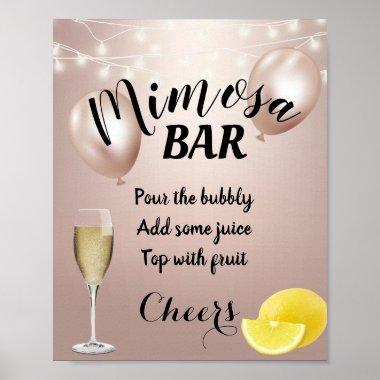 Modern Rose Gold Mimosa Bar Sign