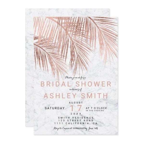 Modern rose gold palm tree marble